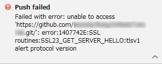 GitHubにpushしようとしたら「error:1407742E:SSL」エラーが発生